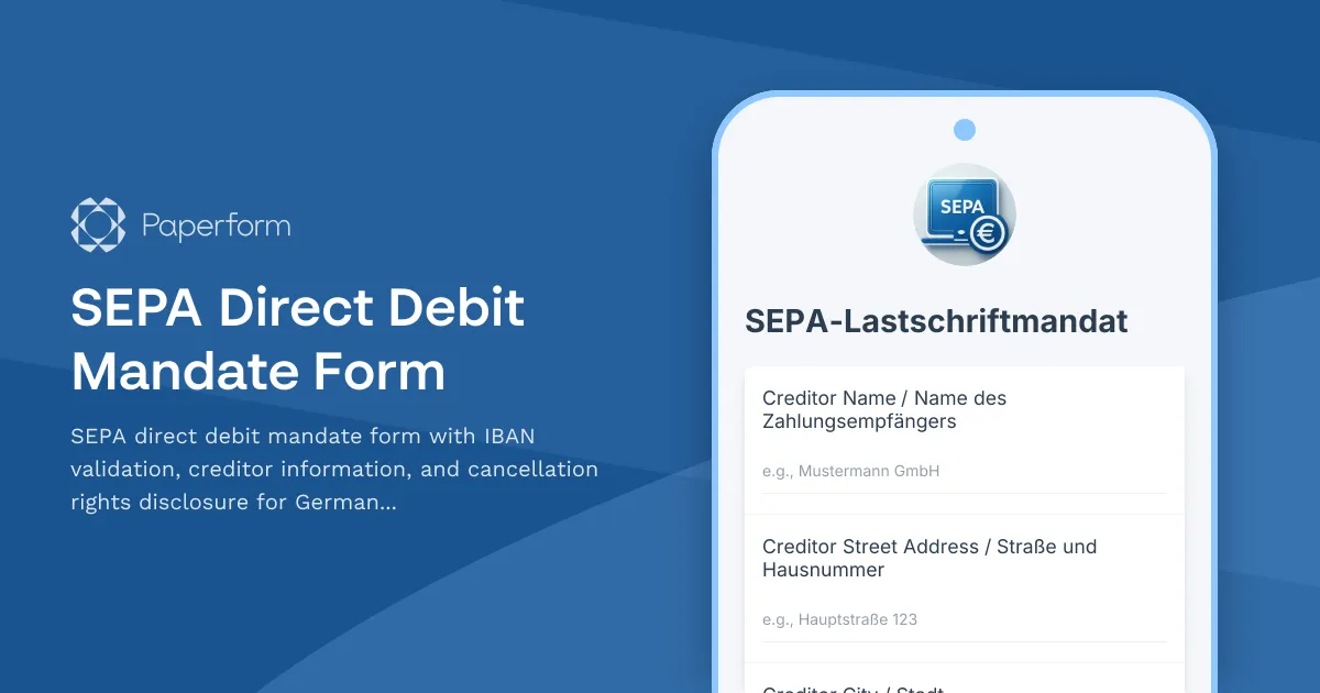 SEPA Direct Debit Mandate Form