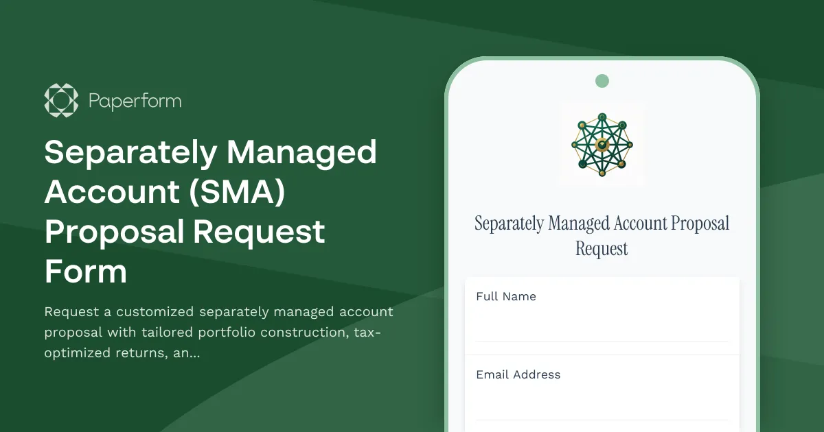 Separately Managed Account (SMA) Proposal Request Form