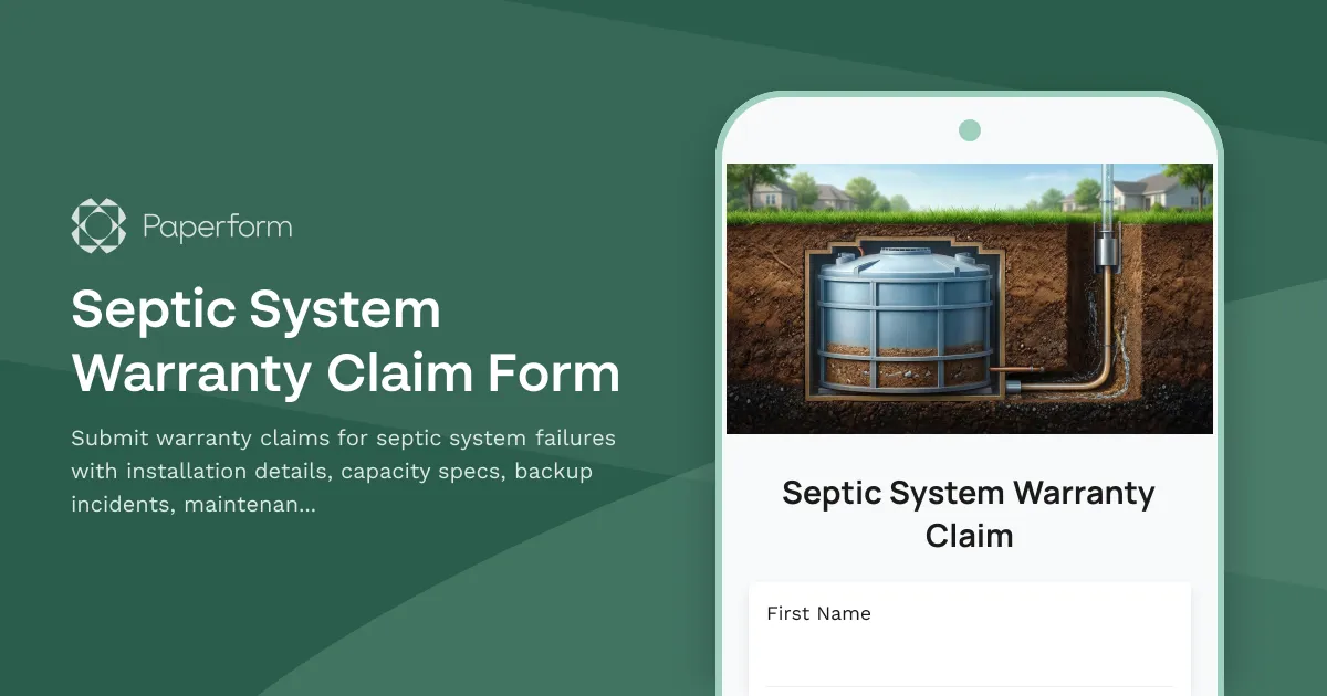 Septic System Warranty Claim Form