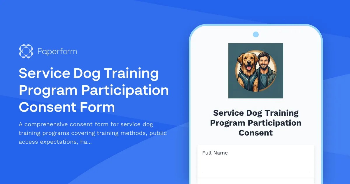 Service Dog Training Program Participation Consent Form