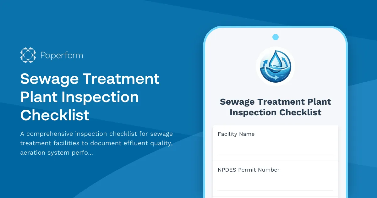 Sewage Treatment Plant Inspection Checklist