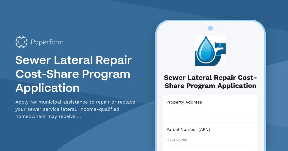 Sewer Lateral Repair Cost-Share Program Application