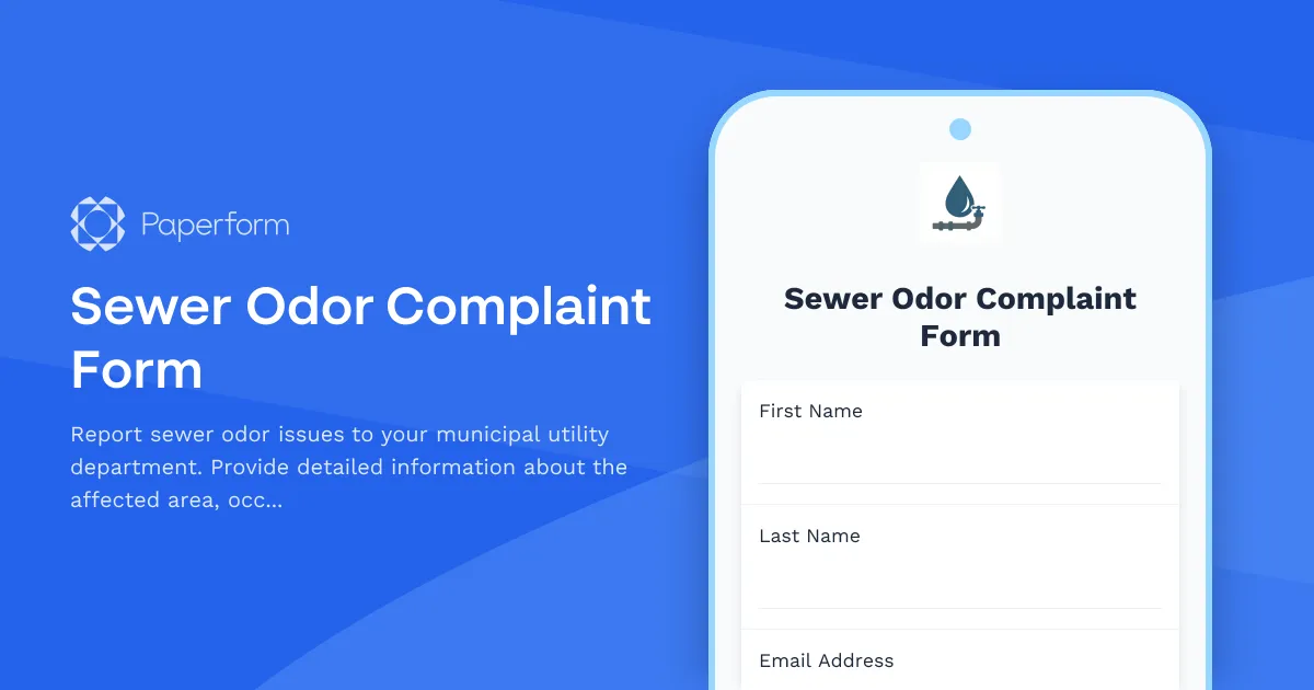 Sewer Odor Complaint Form