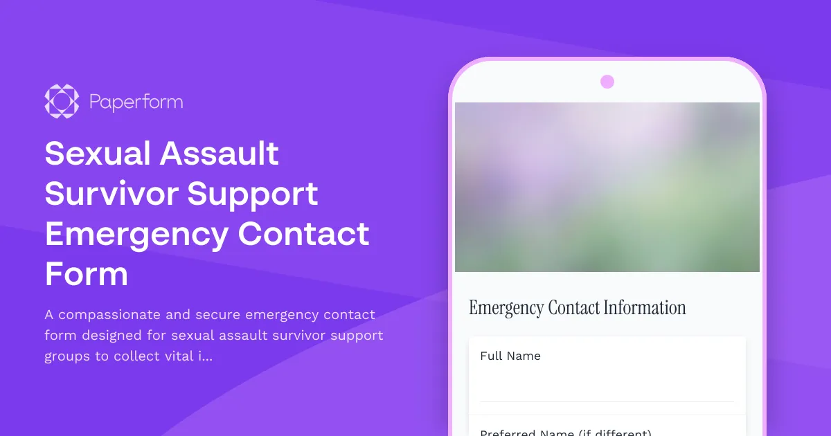 Sexual Assault Survivor Support Emergency Contact Form