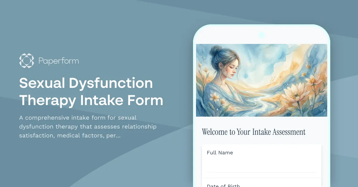 Sexual Dysfunction Therapy Intake Form