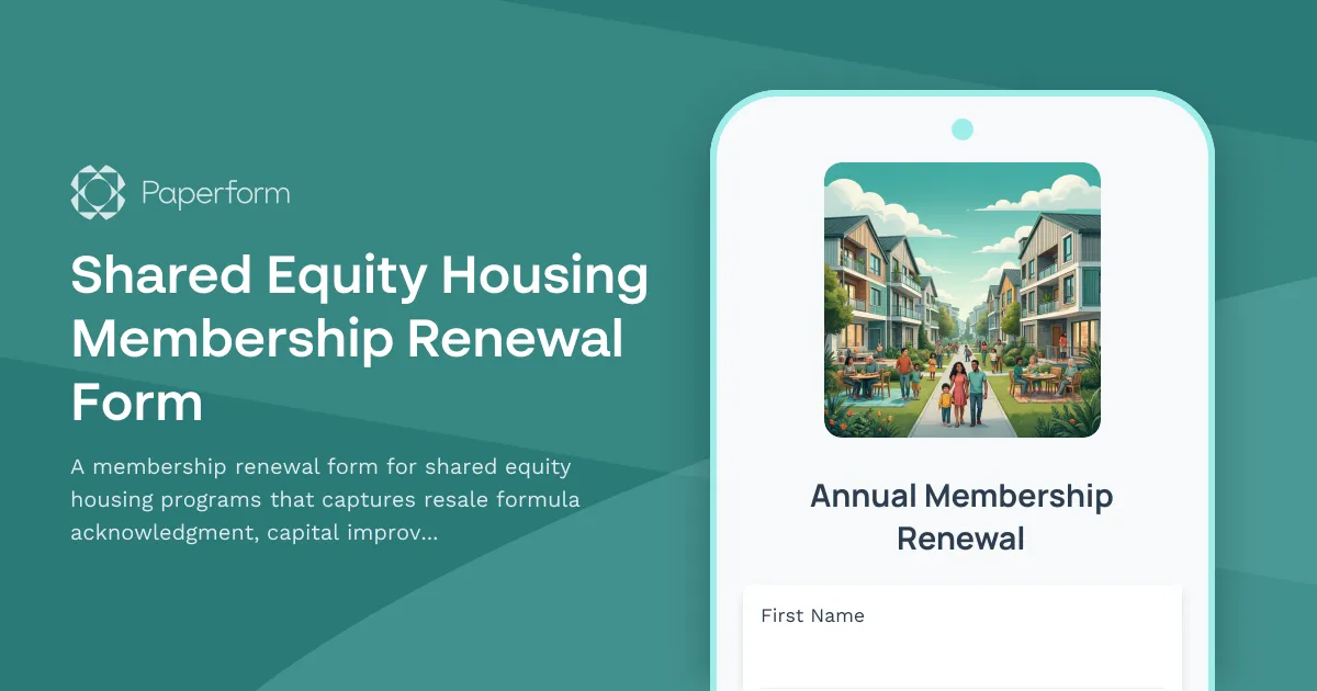 Shared Equity Housing Membership Renewal Form