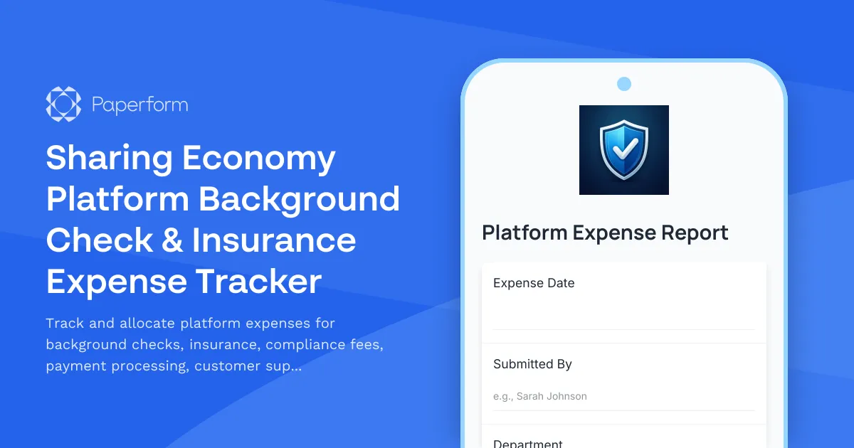 Sharing Economy Platform Background Check & Insurance Expense Tracker