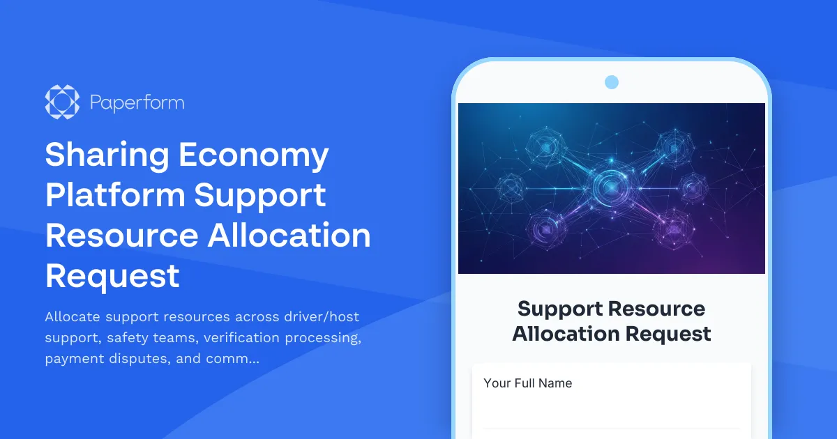 Sharing Economy Platform Support Resource Allocation Request