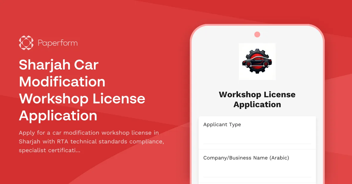 Sharjah Car Modification Workshop License Application