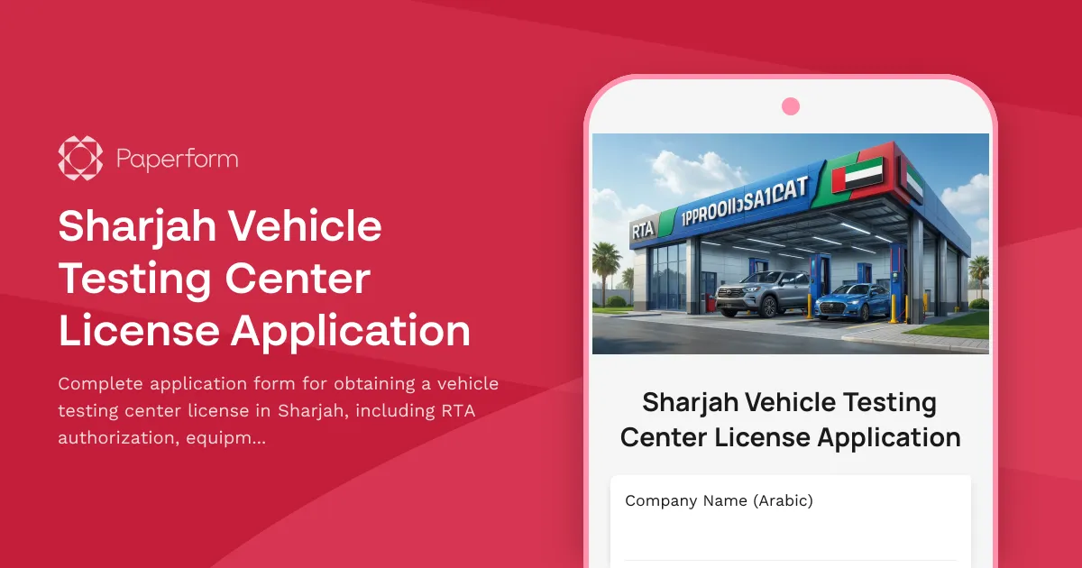 Sharjah Vehicle Testing Center License Application