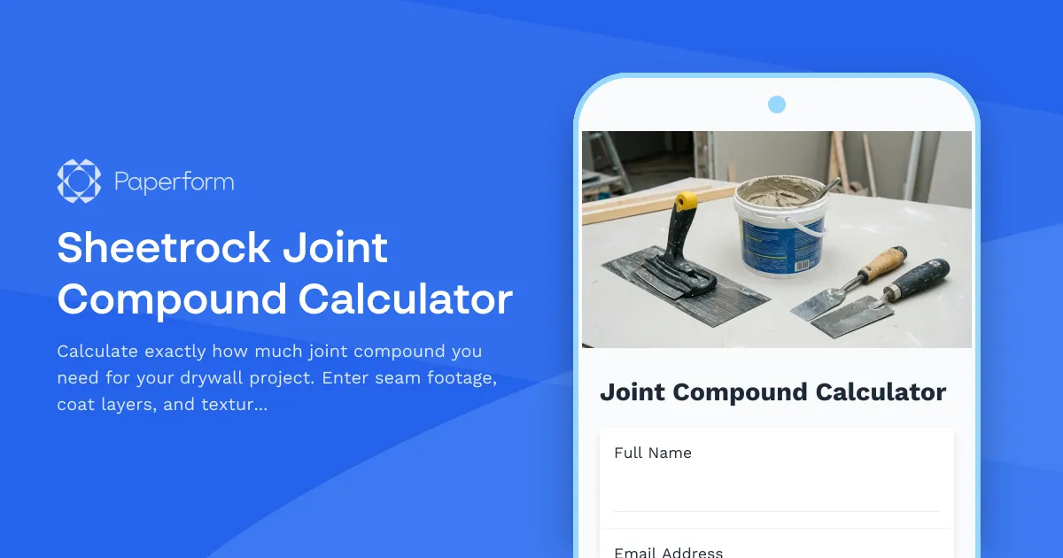 Sheetrock Joint Compound Calculator
