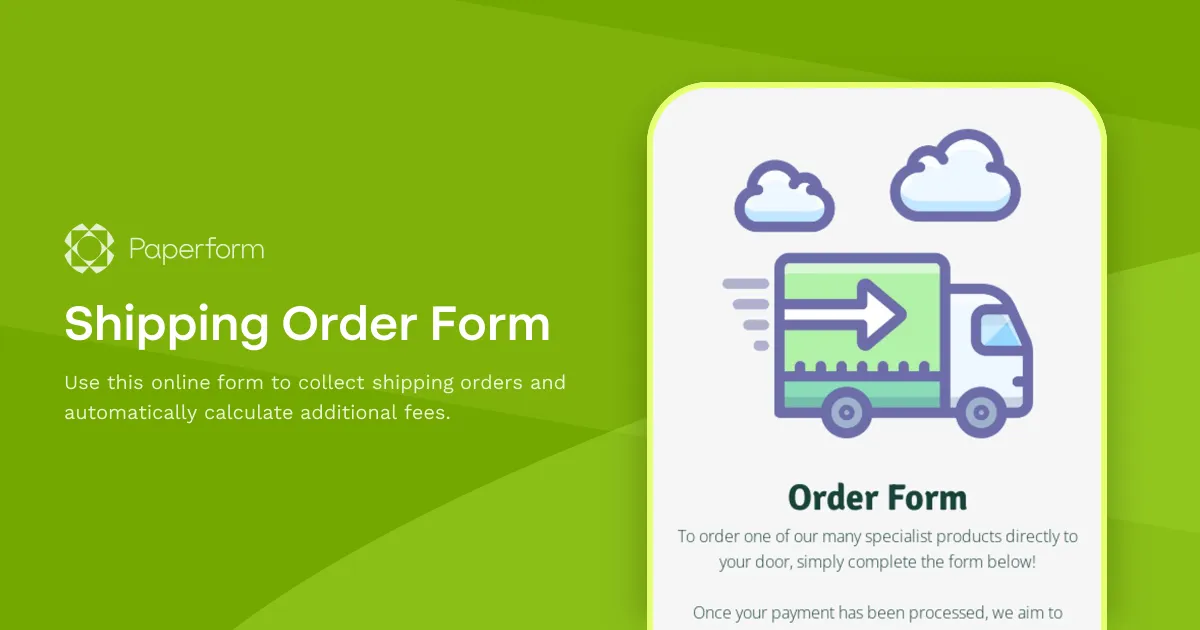 Shipping Order Form
