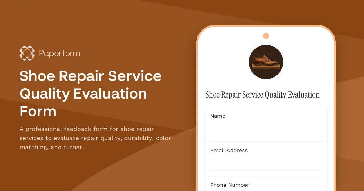 Shoe Repair Service Quality Evaluation Form