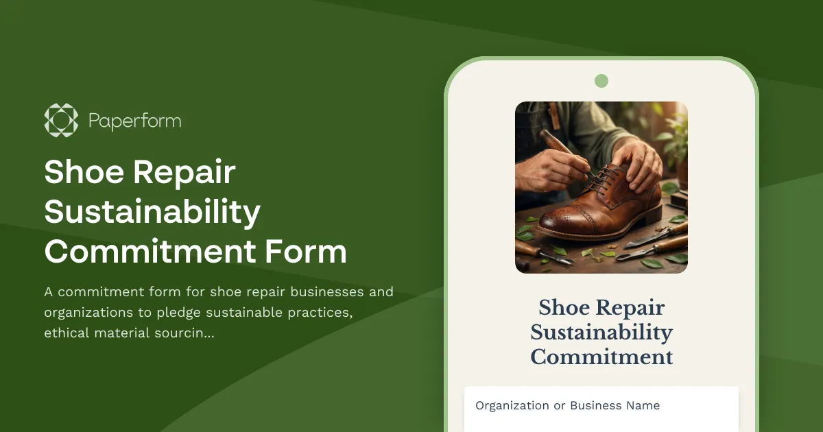 Shoe Repair Sustainability Commitment Form