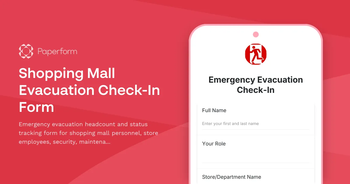 Shopping Mall Evacuation Check-In Form