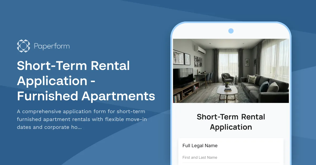 Short-Term Rental Application - Furnished Apartments