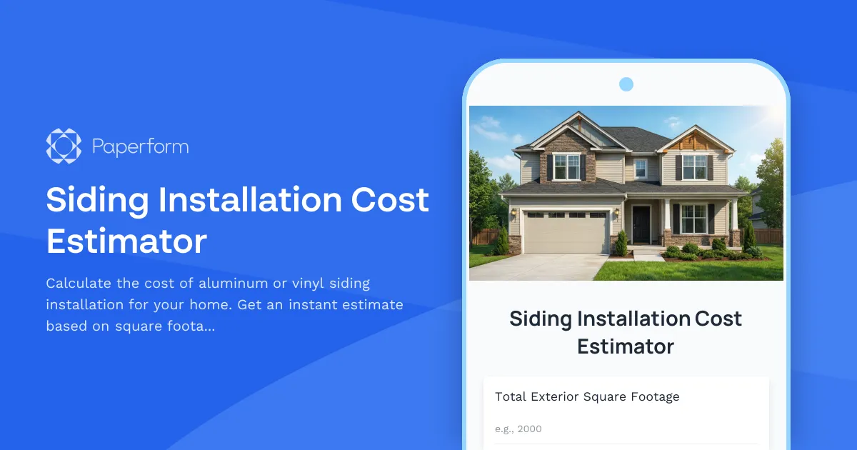 Siding Installation Cost Estimator