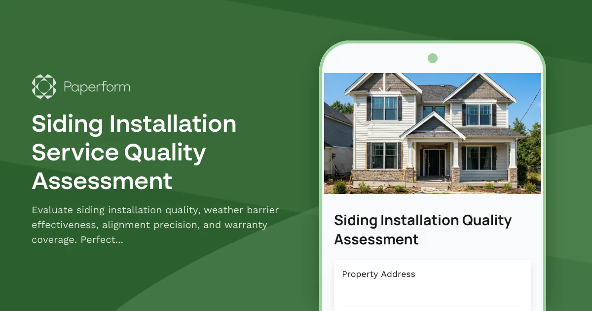Siding Installation Service Quality Assessment