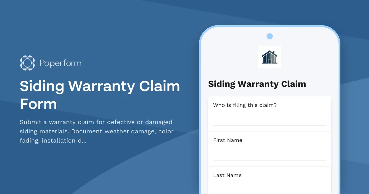 Siding Warranty Claim Form