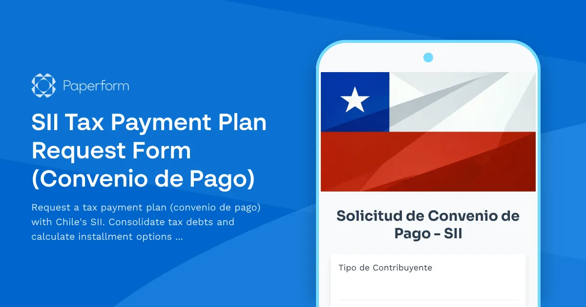 SII Tax Payment Plan Request Form (Convenio de Pago)