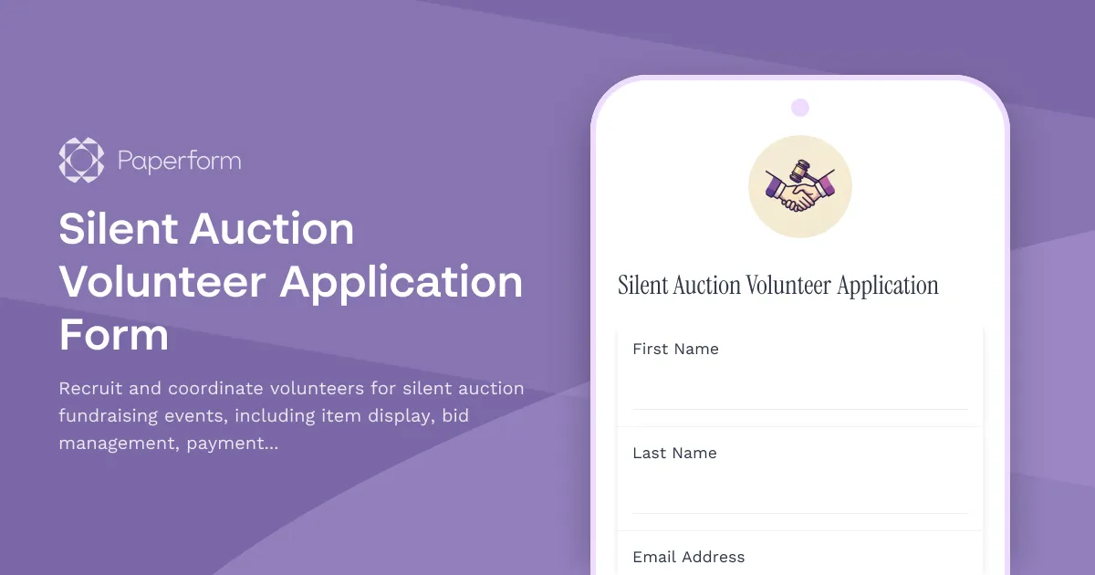 Silent Auction Volunteer Application Form