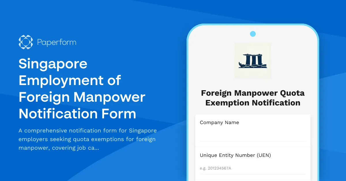 Singapore Employment of Foreign Manpower Notification Form