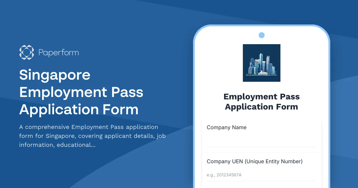 Singapore Employment Pass Application Form