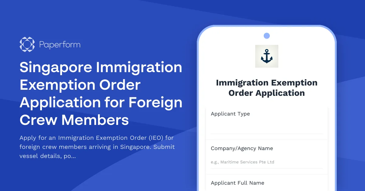 Singapore Immigration Exemption Order Application for Foreign Crew Members