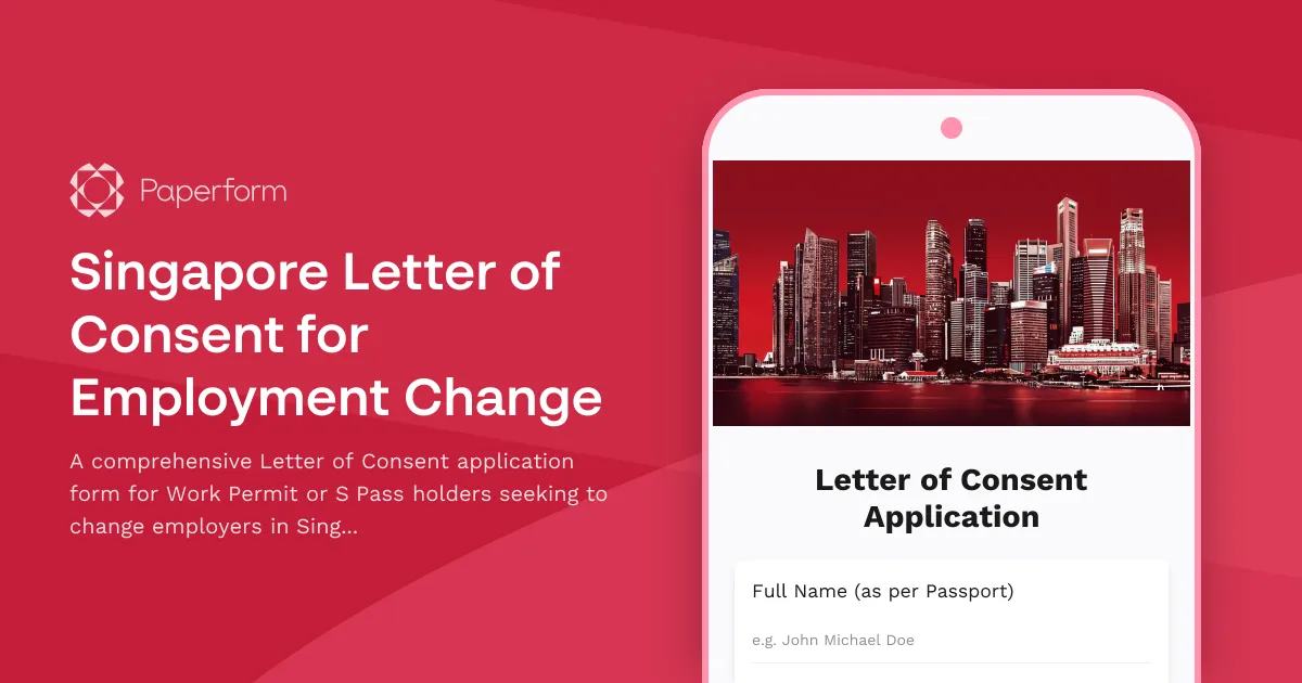 Singapore Letter of Consent for Employment Change