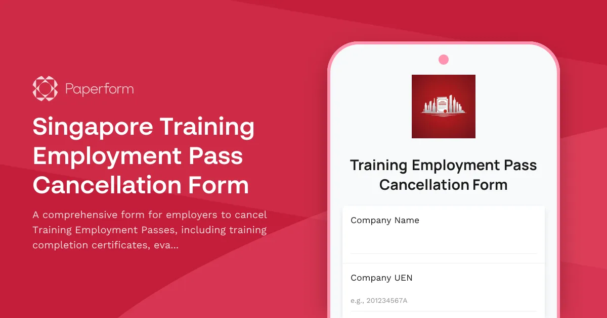 Singapore Training Employment Pass Cancellation Form