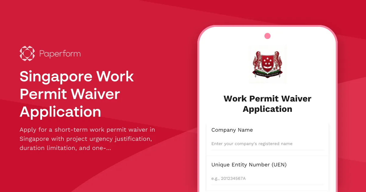 Singapore Work Permit Waiver Application