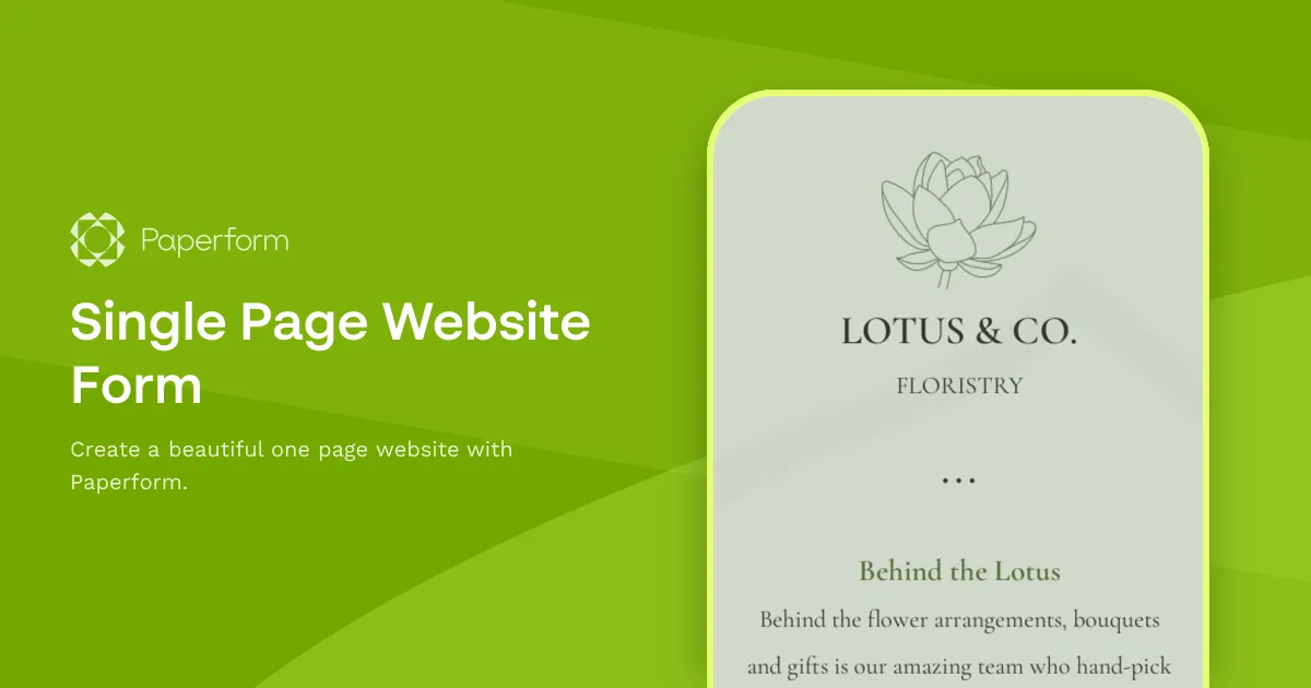 Single Page Website Form