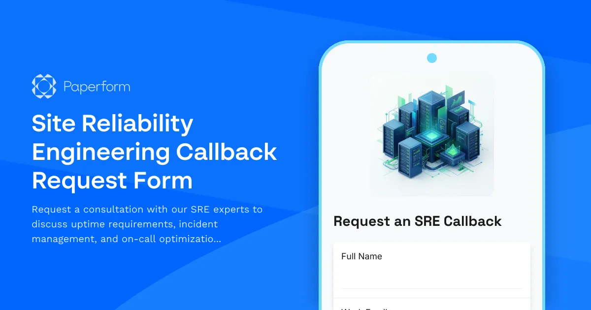 Site Reliability Engineering Callback Request Form
