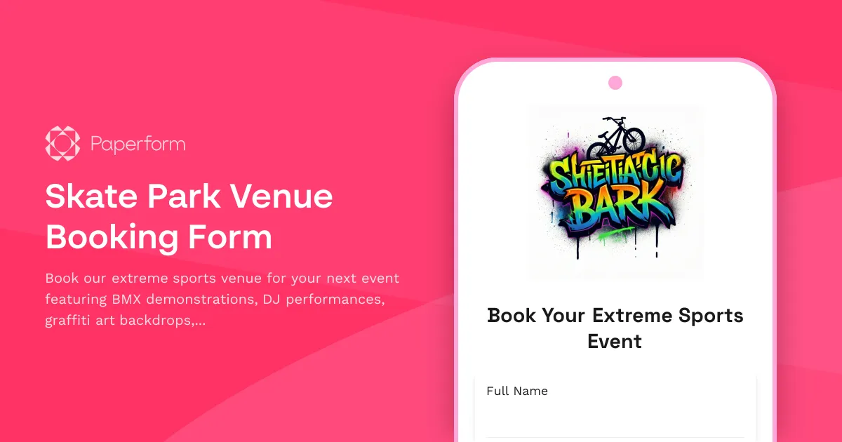 Skate Park Venue Booking Form