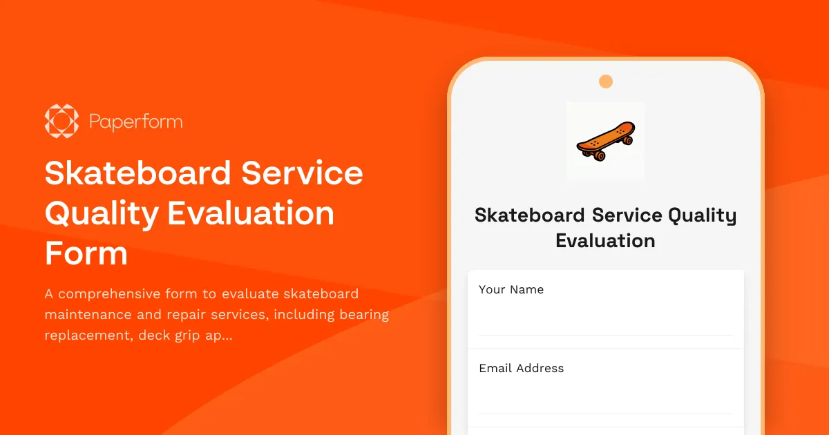 Skateboard Service Quality Evaluation Form