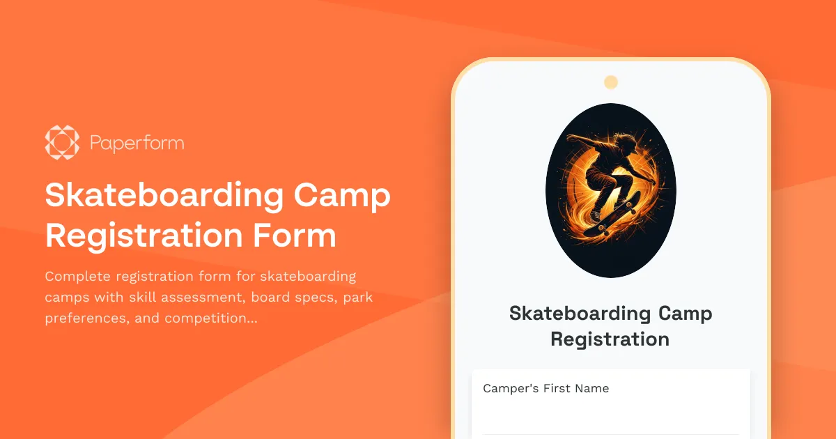 Skateboarding Camp Registration Form