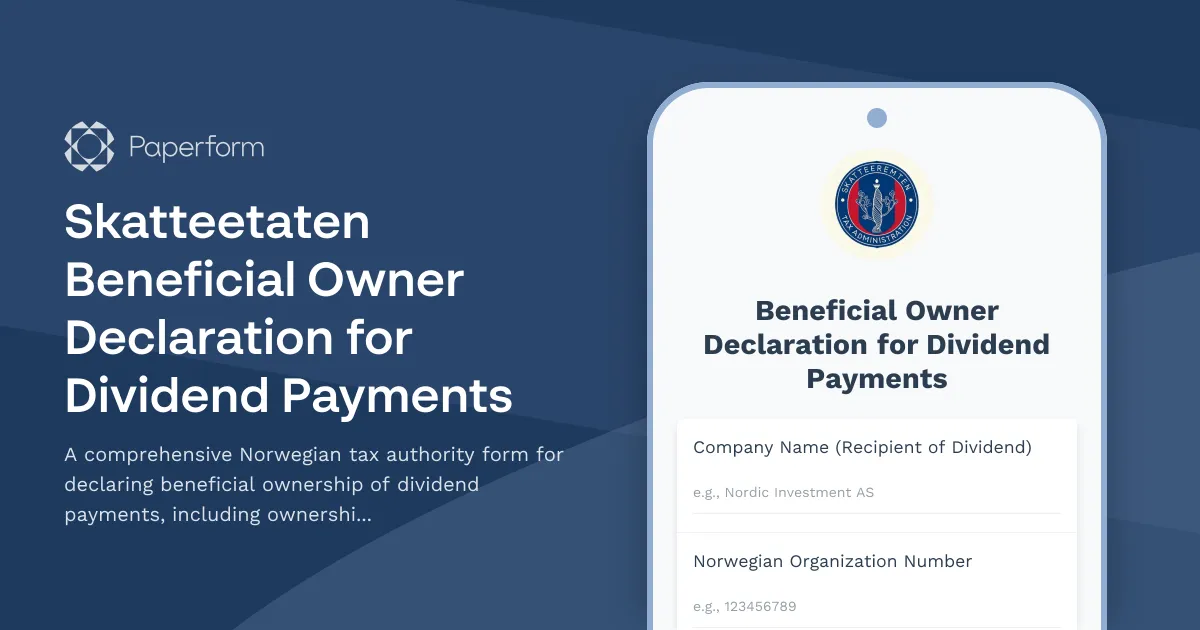 Skatteetaten Beneficial Owner Declaration for Dividend Payments