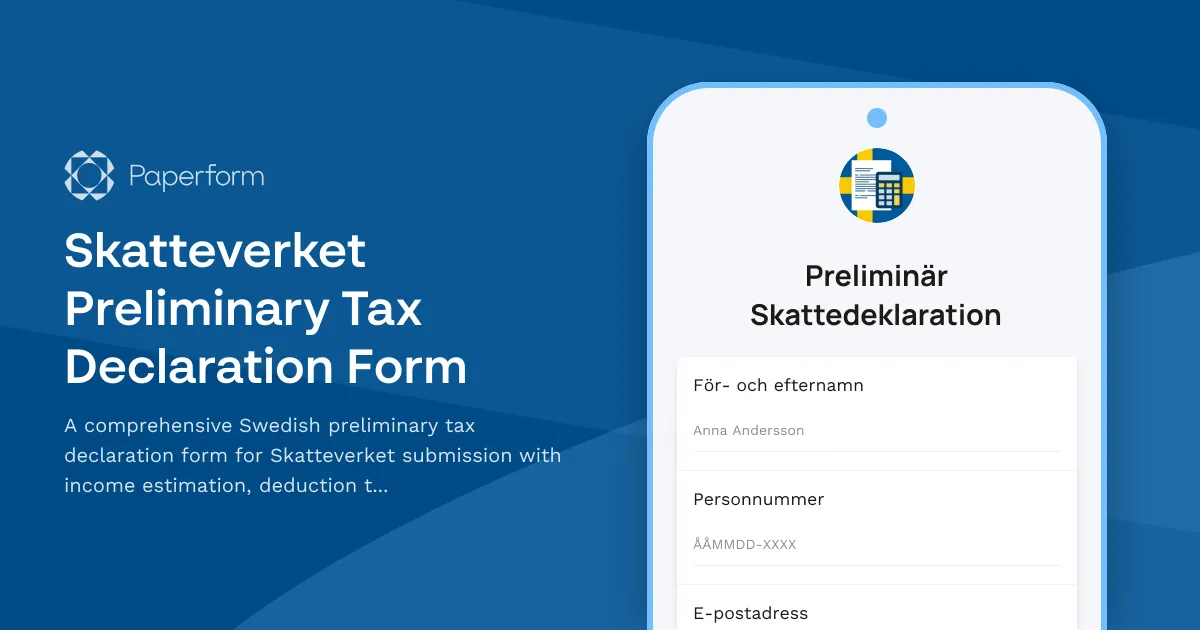 Skatteverket Preliminary Tax Declaration Form