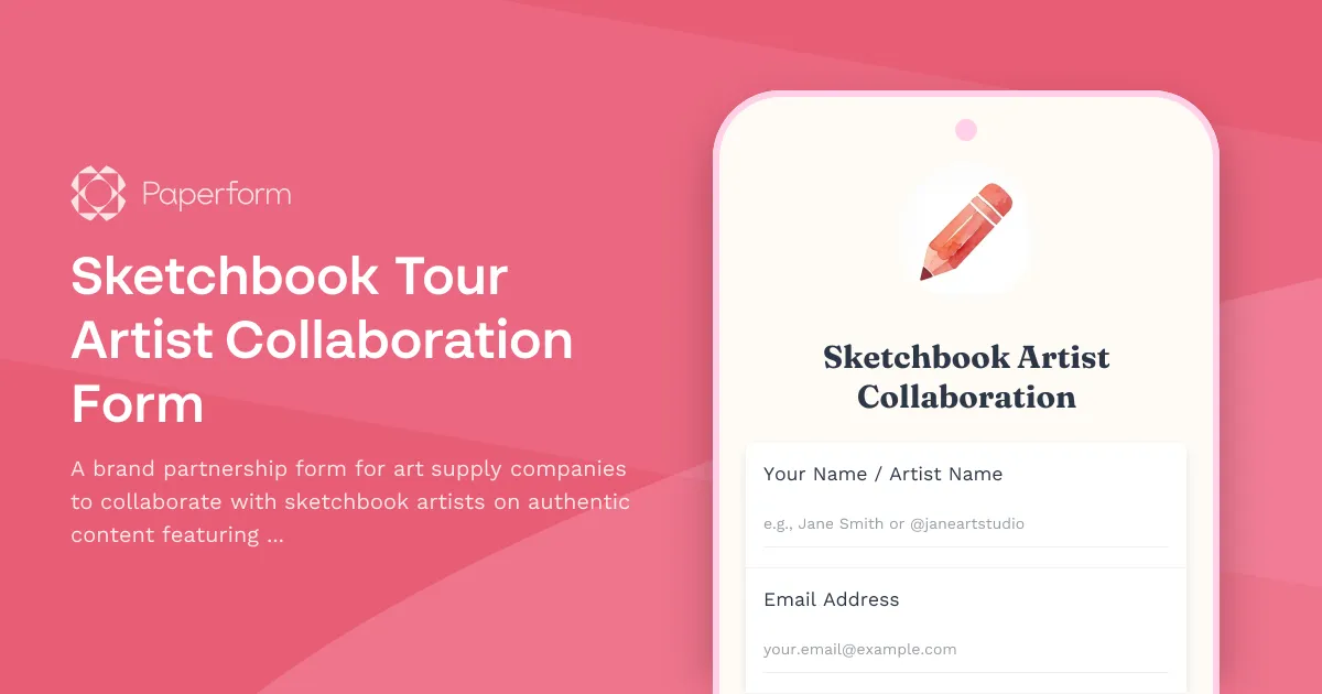 Sketchbook Tour Artist Collaboration Form