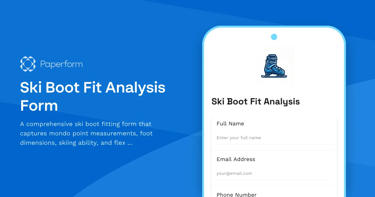 Ski Boot Fit Analysis Form
