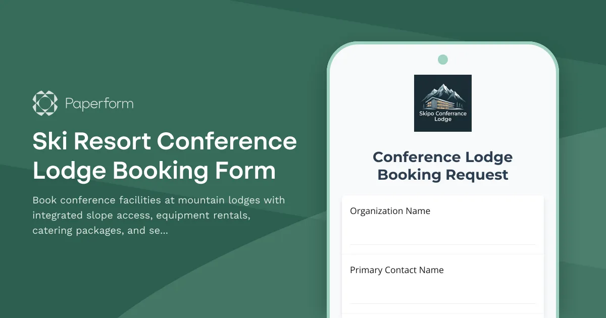 Ski Resort Conference Lodge Booking Form