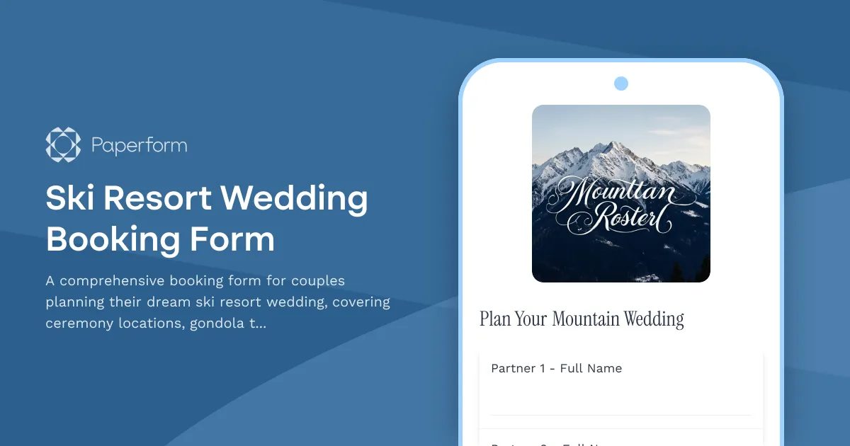 Ski Resort Wedding Booking Form