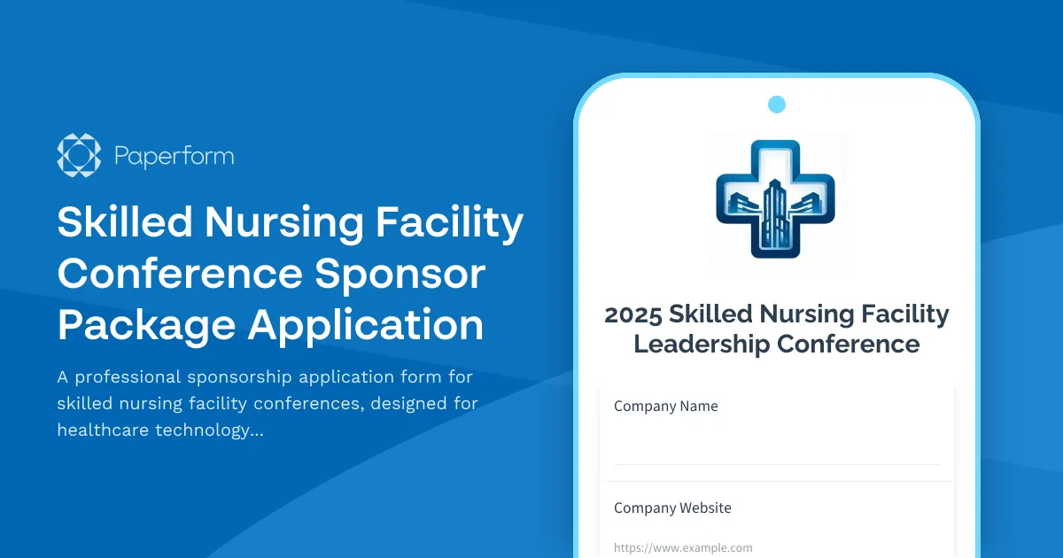 Skilled Nursing Facility Conference Sponsor Package Application
