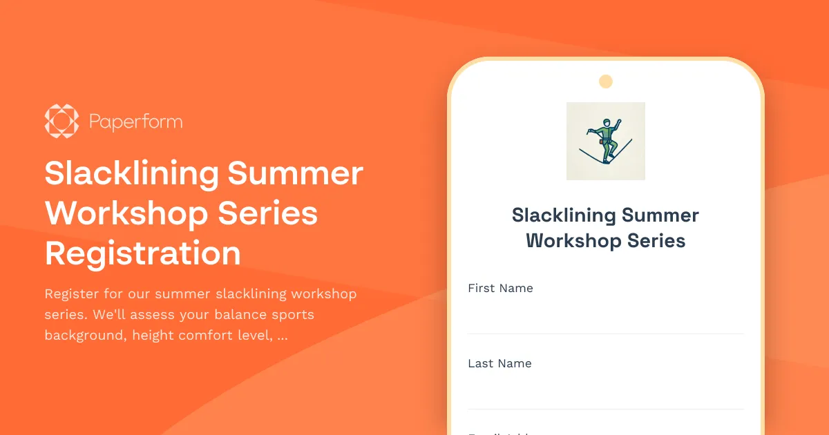 Slacklining Summer Workshop Series Registration