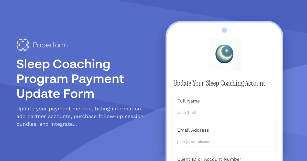 Sleep Coaching Program Payment Update Form