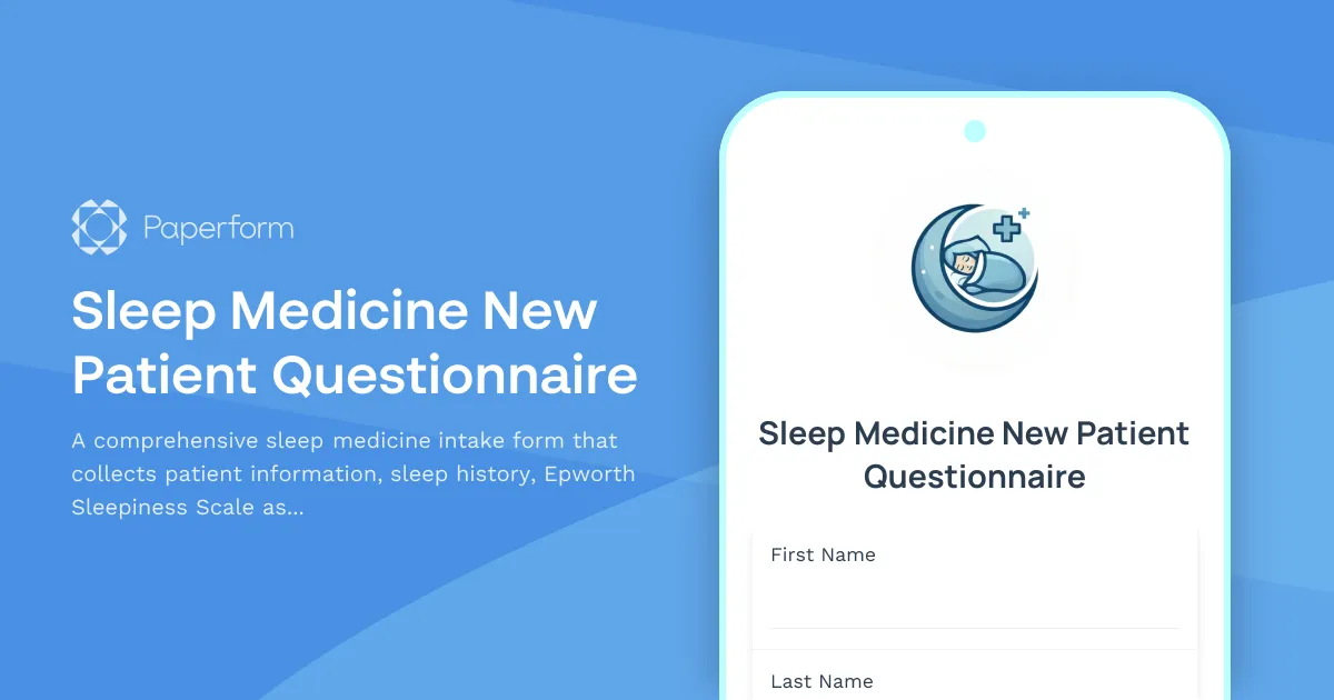 Sleep Medicine New Patient Questionnaire