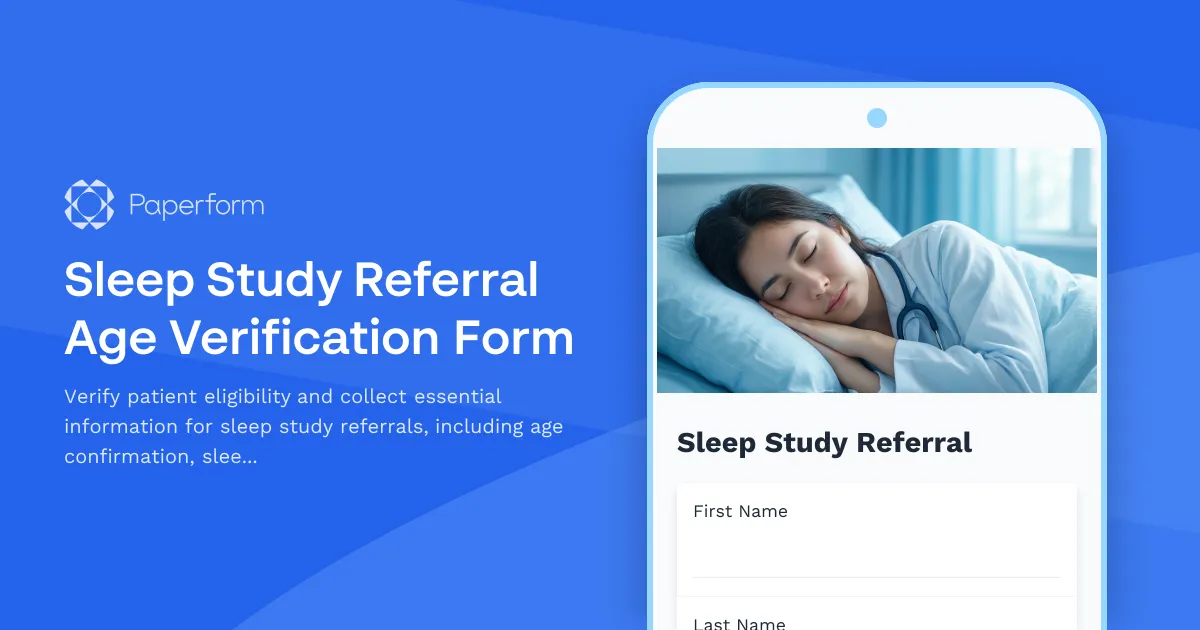 Sleep Study Referral Age Verification Form