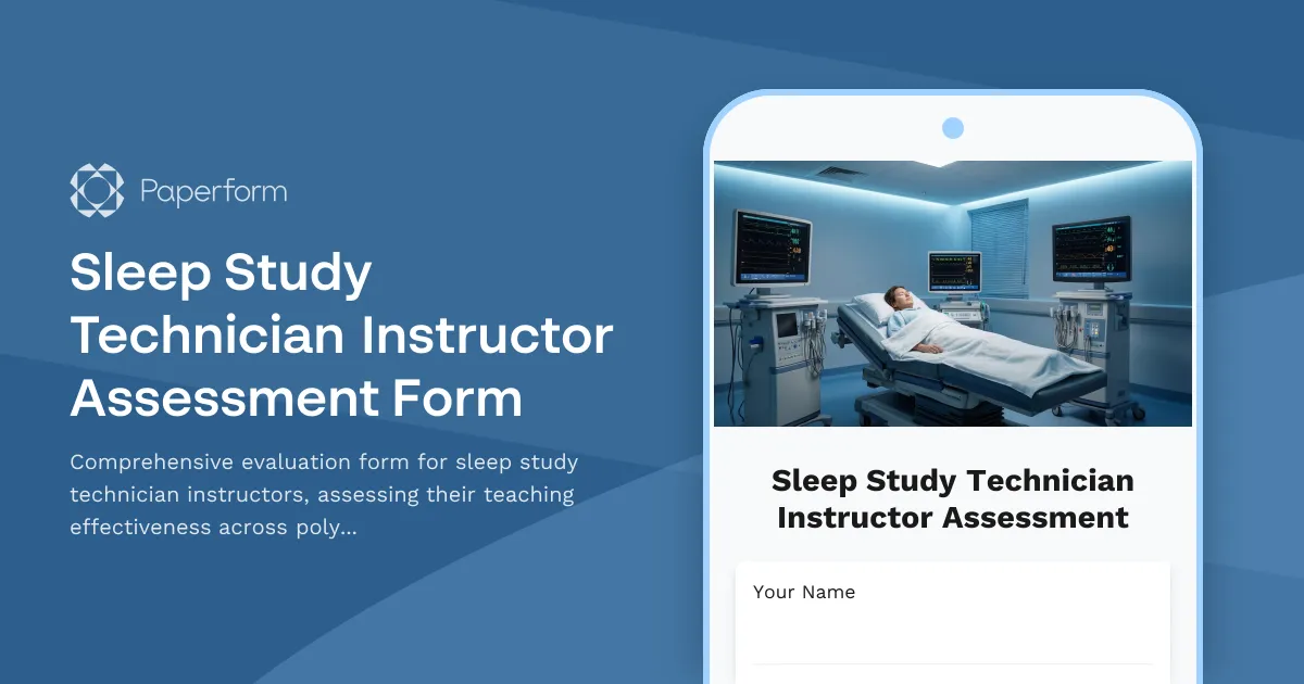 Sleep Study Technician Instructor Assessment Form
