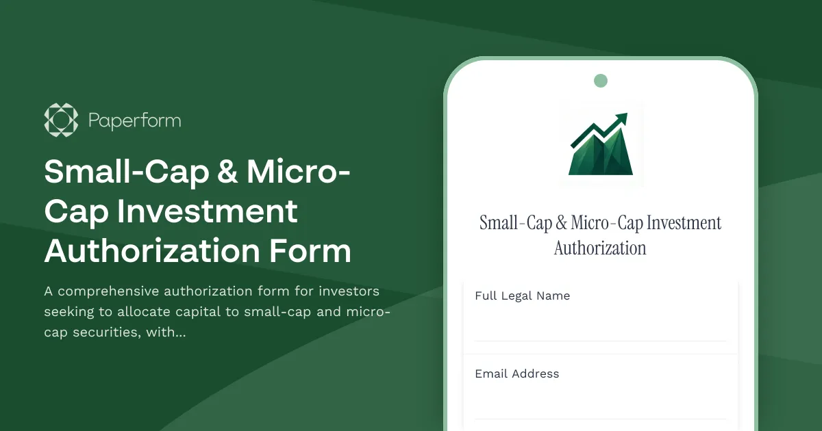 Small-Cap & Micro-Cap Investment Authorization Form