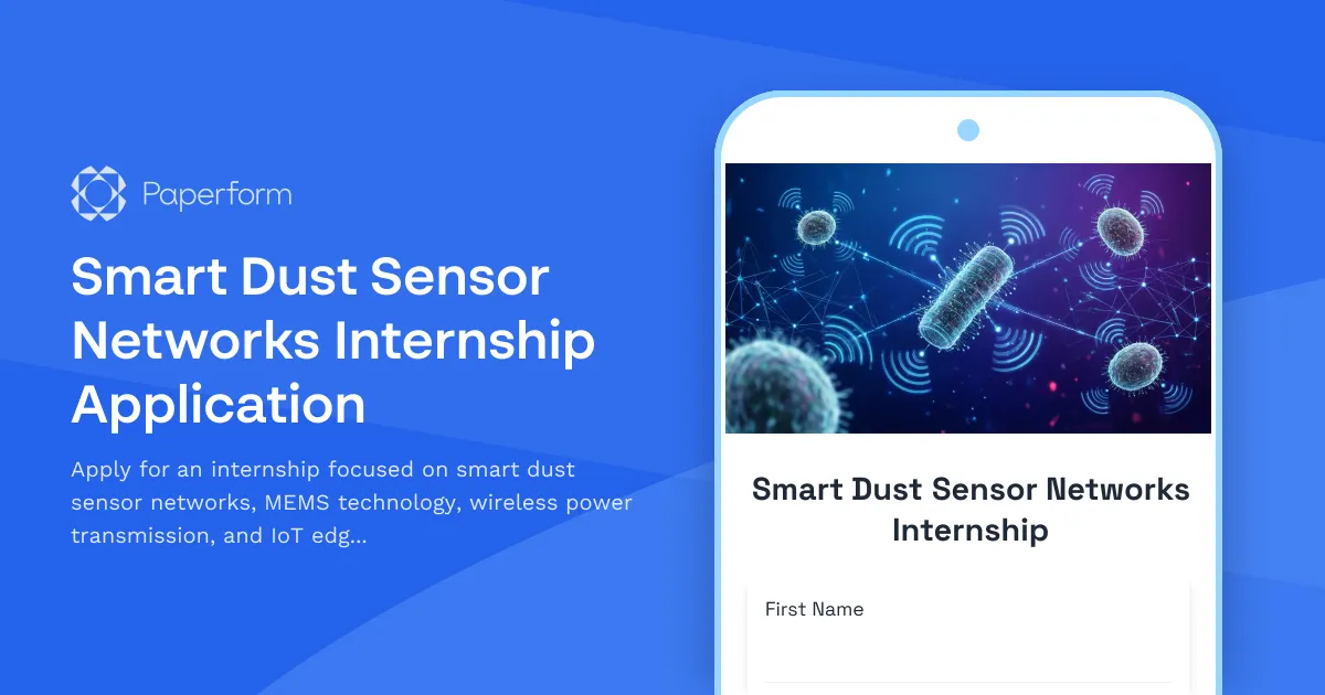 Smart Dust Sensor Networks Internship Application